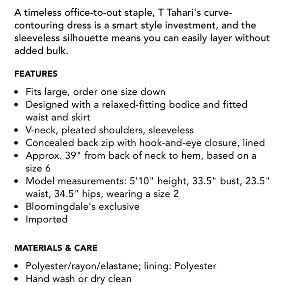 T Tahari Navy Sleeveless Pleated Dress - Picture 5 of 5